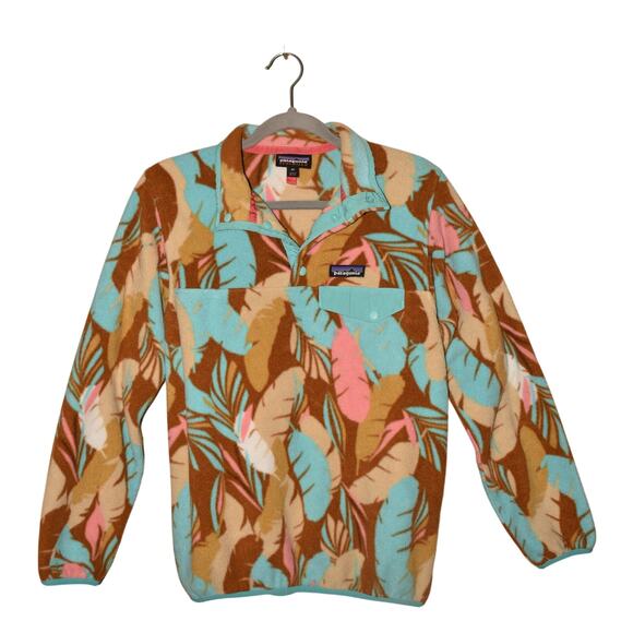 PATAGONIA $139 Synchilla Fleece Snap-T Pullover Brown Feather Dance XS - Picture 1 of 4